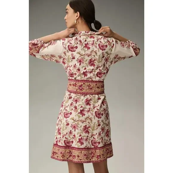 NWD Sue Sartor Long-Sleeve Flounce Mini Dress Size XL Pink Combo #MB438 - Picture 3 of 10